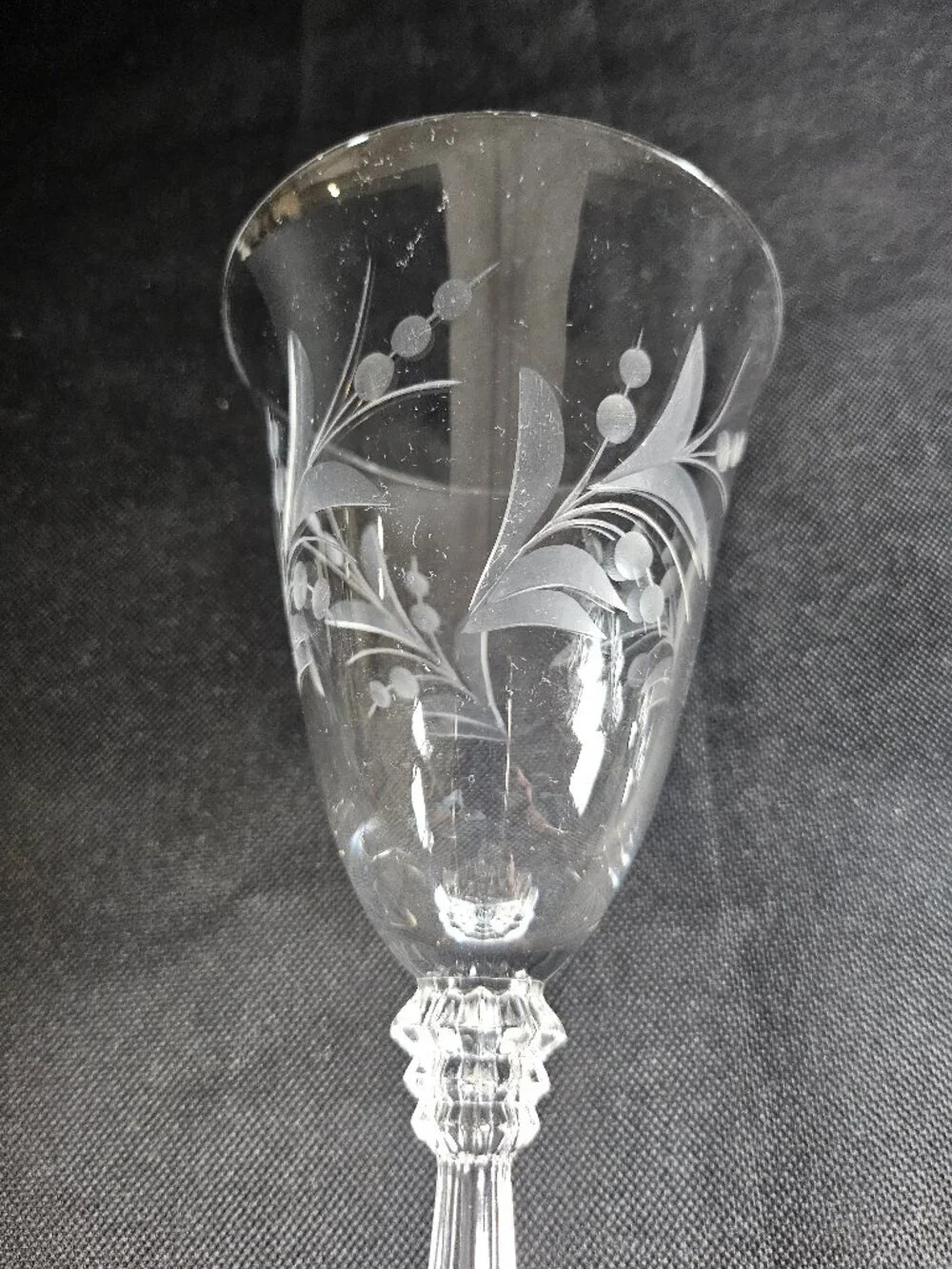 Two Vintage Fostoria Cynthia Claret Wine Glasses Elegant Cut Crystal Stemware